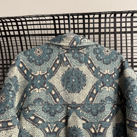 Free people We The Free Brick Lane Jacquard Maxi Shirt Jacket blue - Picture 6 of 10